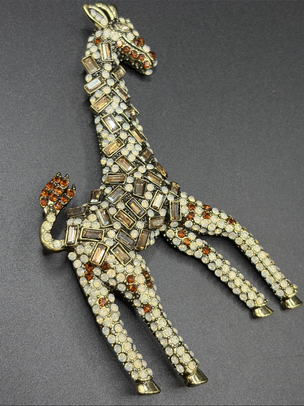 Bejeweled Crystal Rhinestone XL Giraffe Brooch Pin Statement Jewelry Accessory